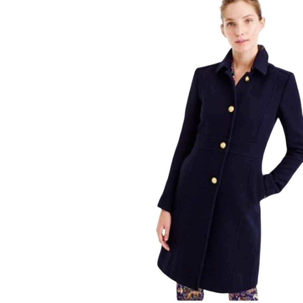 J. CREW Factory Navy Blue Wool Blend Lady Day Coat - Picture 5 of 15